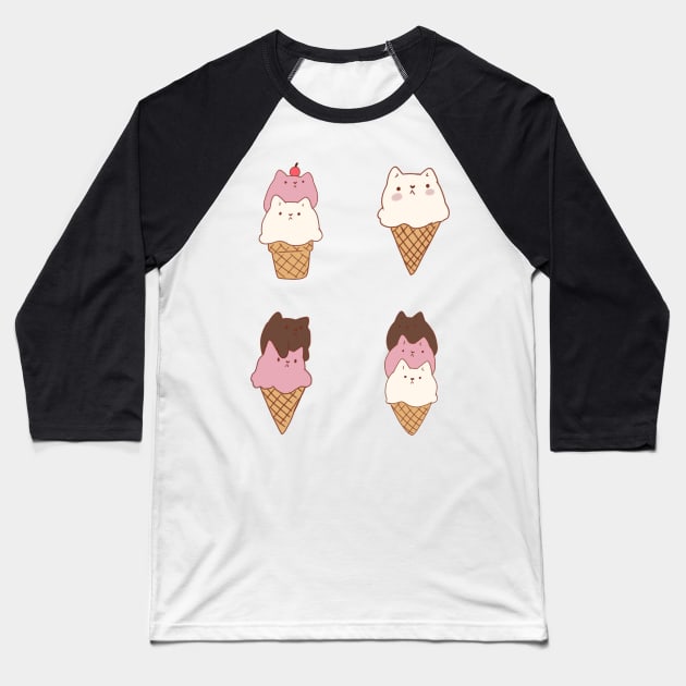 Ice cream cats pack Baseball T-Shirt by Mayarart